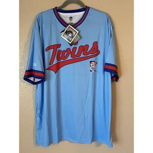 Men's 2XL NWT Minnesota Twins Stitches Cooperstown Collection Team‎ Jersey Blue